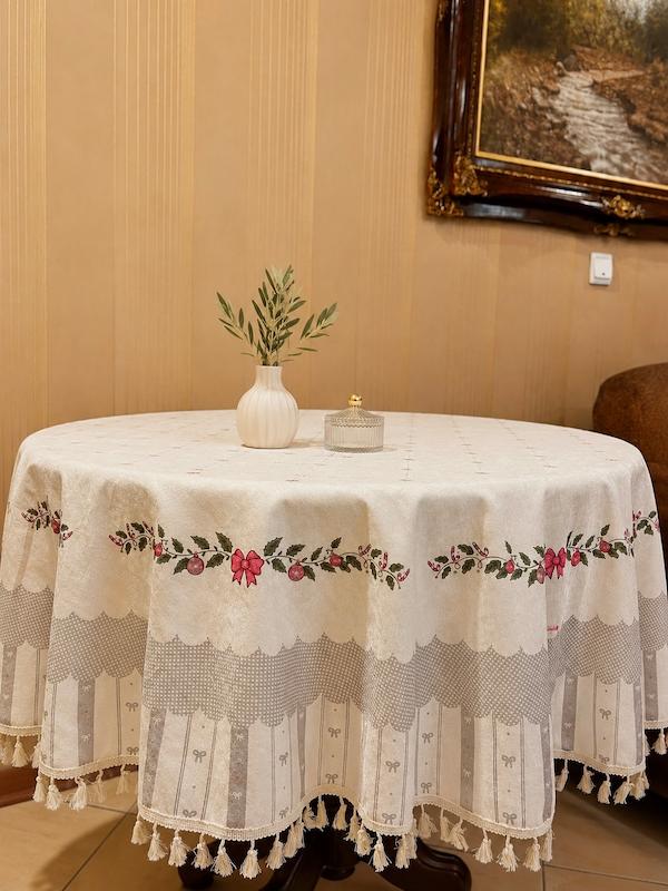 رومیزی گرد طرح پاپیون 