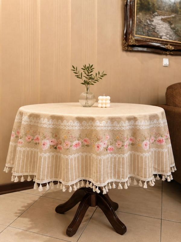 رومیزی گرد طرح گل 