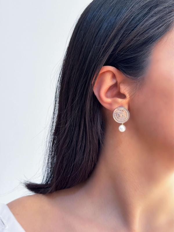 گوشواره سکه ای مرواریدی