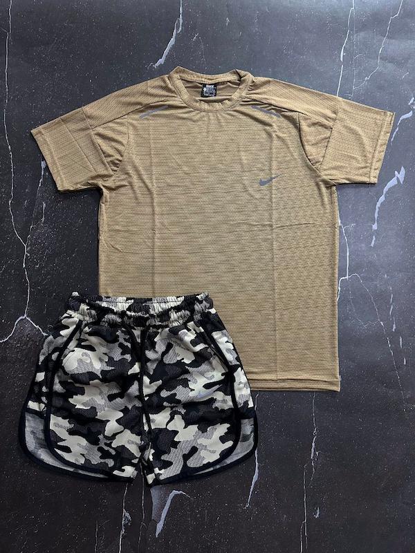 پکیج کد E1737 شامل تیشرت + شلوارک با تم خاکستری 👌🏻