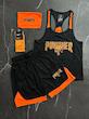 پکیج کد S2701 شامل رکابی + شلوارک + جوراب با تم مشکی نارنجی