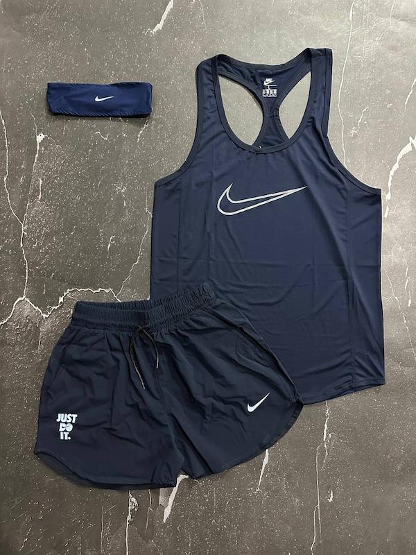 پکیج کد S2744 شامل رکابی + شلوارک + هدبند با تم سرمه ای