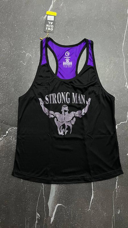 رکابی strong man رنگ مشکی بنفش حراجی- L