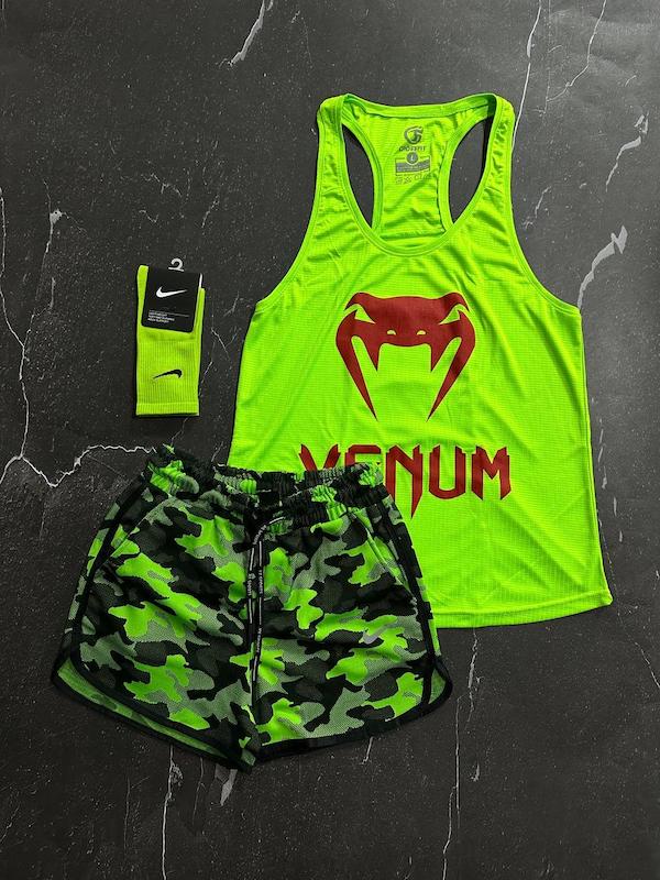 پکیج کد S2767 شامل رکابی+ شلوارک + جوراب با تم سبز