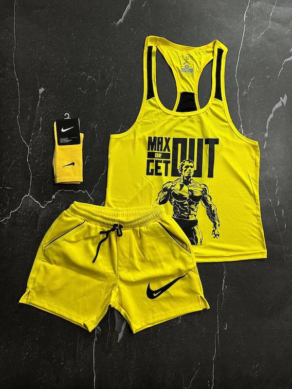 پکیج کد S2773 شامل رکابی+ شلوارک + جوراب با تم زرد