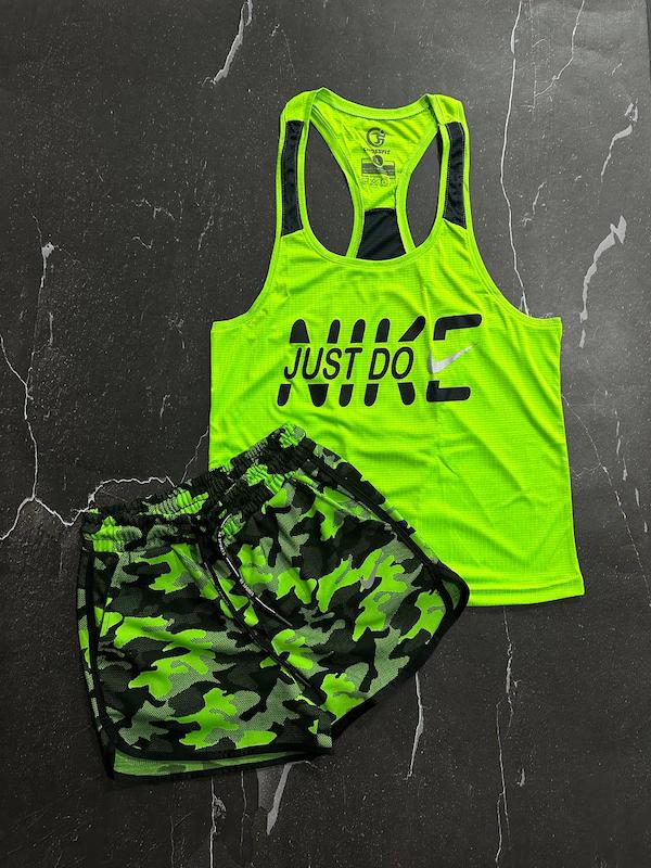 پکیج کد S2784 شامل رکابی قهرمانی + شلوارک چریکی با تم سبز 