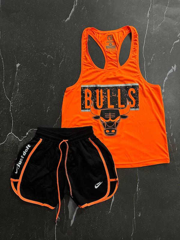 پکیج کد S2785 شامل رکابی قهرمانی + شلوارک با تم نارنجی 