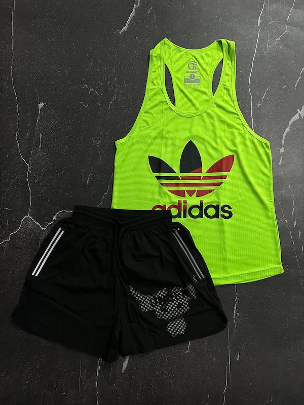 پکیج کد E1811 شامل رکابی قهرمانی + شلوارک با تم سبز