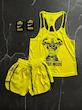 پکیج کد S2794 شامل رکابی قهرمانی + شلوارک + مچبند با تم زرد