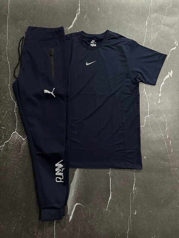 پکیج کد S2832 شامل تیشرت + شلوار دمپاکش با تم سرمه ای