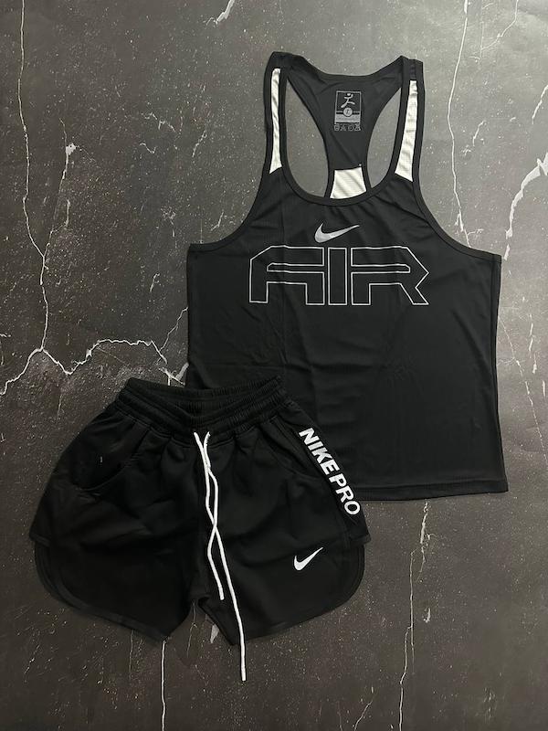 پکیج کد S2842 شامل رکابی  + شلوارک با تم مشکی سفید