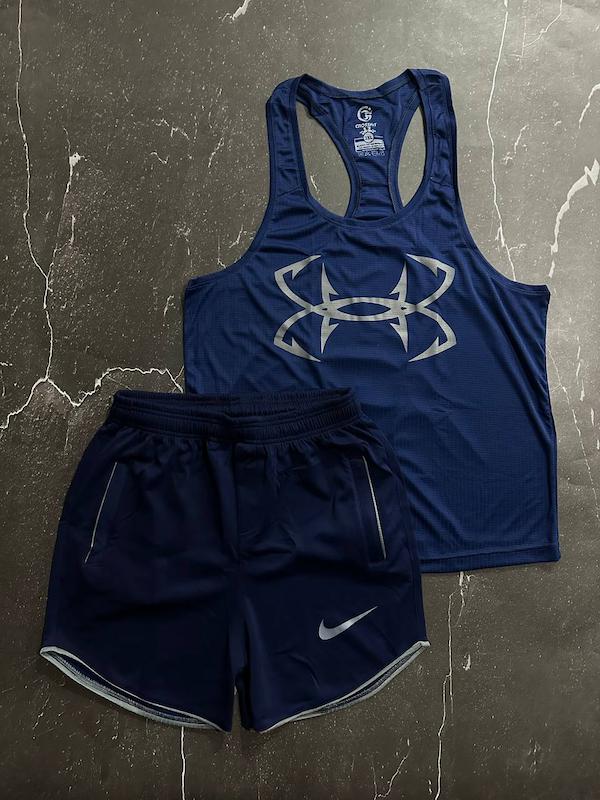 پکیج کد S2863 شامل رکابی + شلوارک با تم سرمه ای 3XL