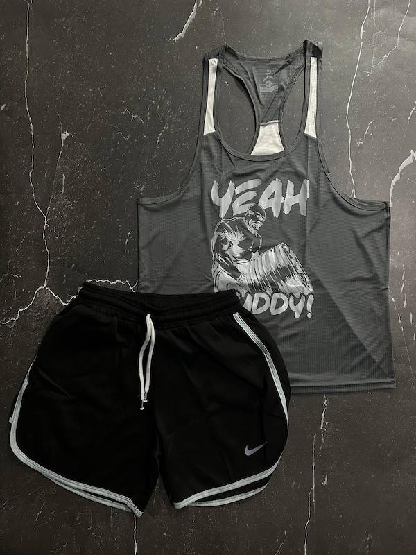 پکیج کد S2853 شامل رکابی + شلوارک با تم طوسی