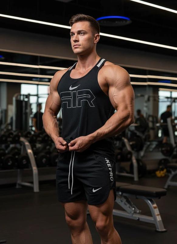 پکیج کد E1840 شامل رکابی قهرمانی + شلوارک غواصی با تم مشکی سفید 🖤🤍