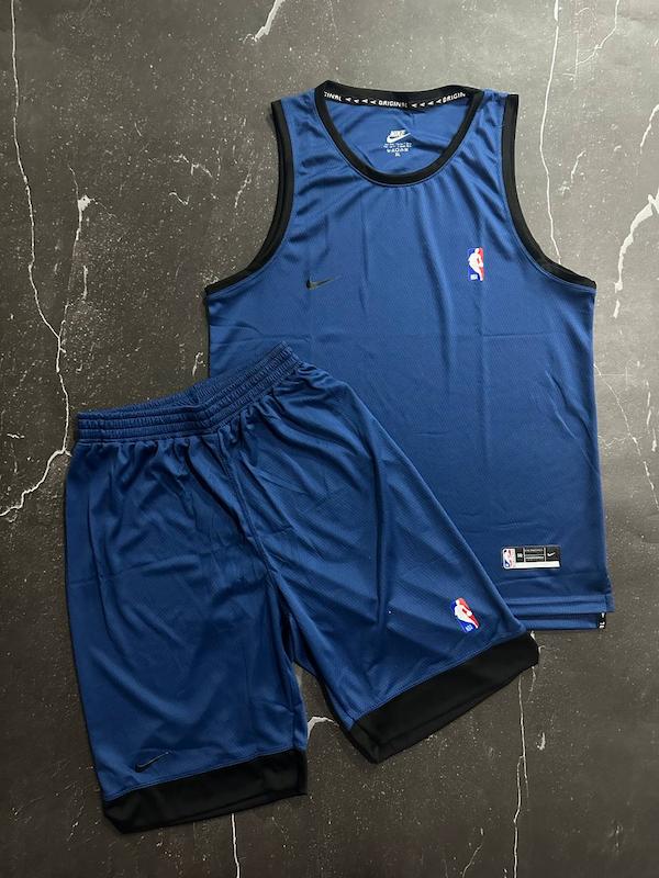 پکیج کد S2878 ست بسکتبالی شامل رکابی حلقه ای + شلوارک با تم سرمه ای