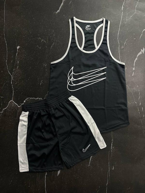 پکیج کد S2879 شامل رکابی حلقه ای + شلوارک با تم نوک مدادی