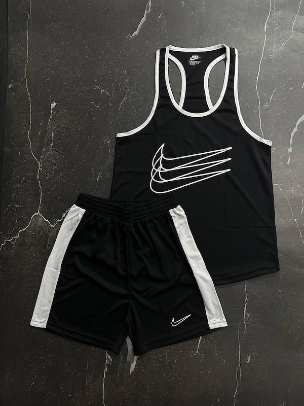 پکیج کد S2881 شامل رکابی حلقه ای + شلوارک با تم مشکی