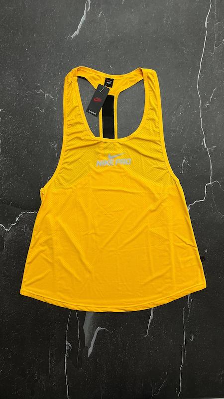 رکابی پشتکش نایک پرو با رنگ زرد حراجی- 2XL