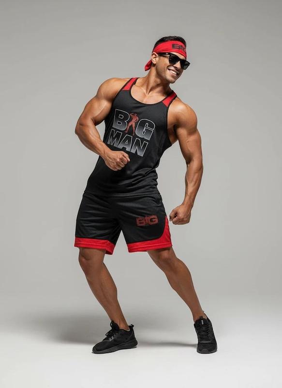 پکیج کد S2882 شامل رکابی + شلوارک + اسکارف با تم مشکی قرمز