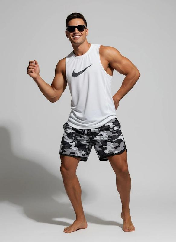 پکیج کد S2885 شامل رکابی حلقه ای + شلوارک با تم سفید مشکی