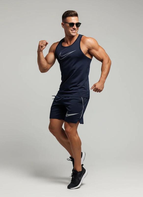 پکیج کد S2886 شامل رکابی + شلوارک با تم سرمه ای