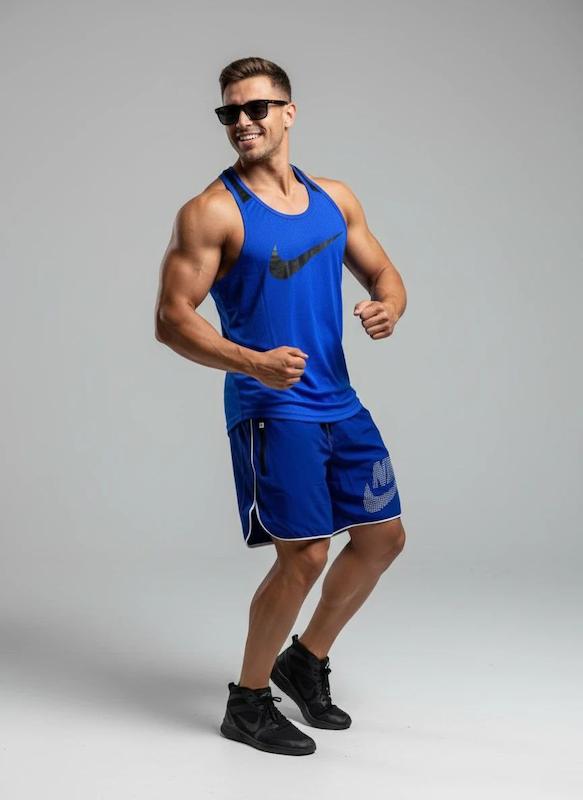 پکیج کد S2888 شامل رکابی + شلوارک با تم آبی