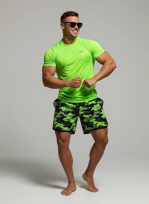 پکیج کد S2894 شامل تیشرت + شلوارک با تم فسفری