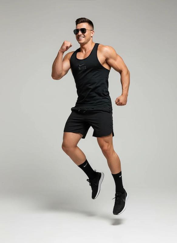 پکیج کد S2911 شامل رکابی + شلوارک + جوراب با تم مشکی