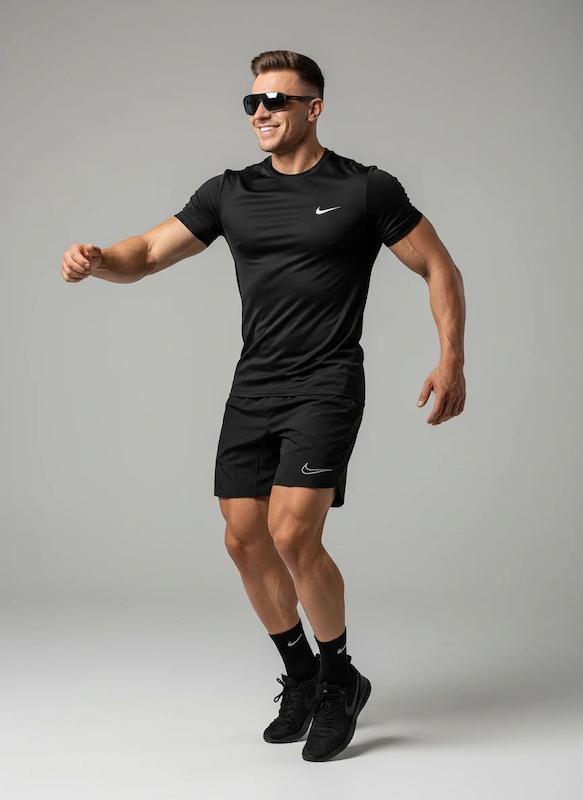 پکیج کد S2916 شامل تیشرت + شلوارک + جوراب با تم مشکی