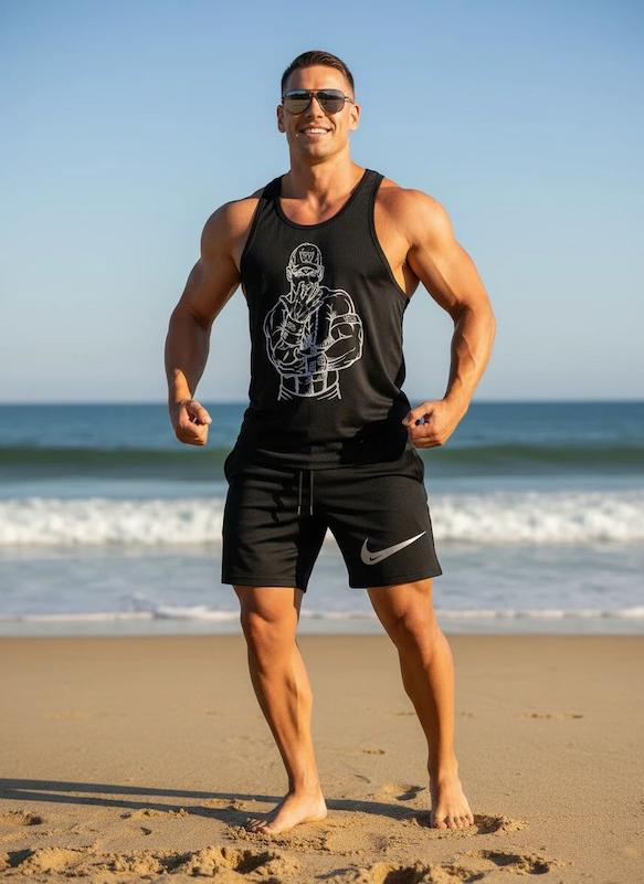 پکیج کد S2918 شامل رکابی + شلوارک با تم مشکی