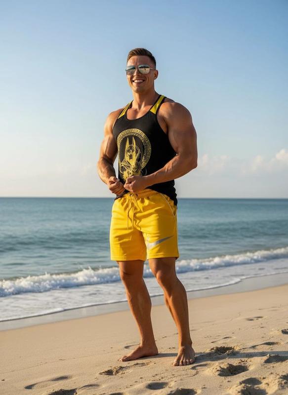 پکیج کد S2919 شامل رکابی + شلوارک با تم مشکی زرد