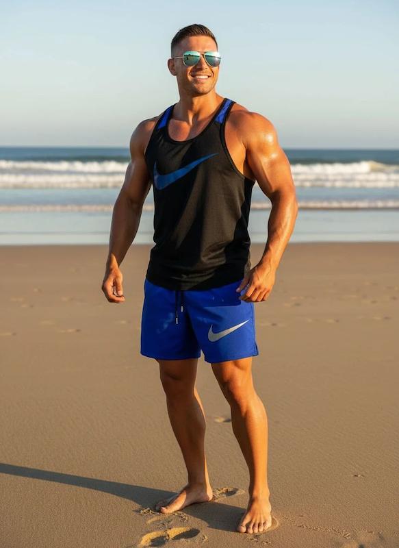 پکیج کد S2921 شامل رکابی + شلوارک با تم مشکی آبی