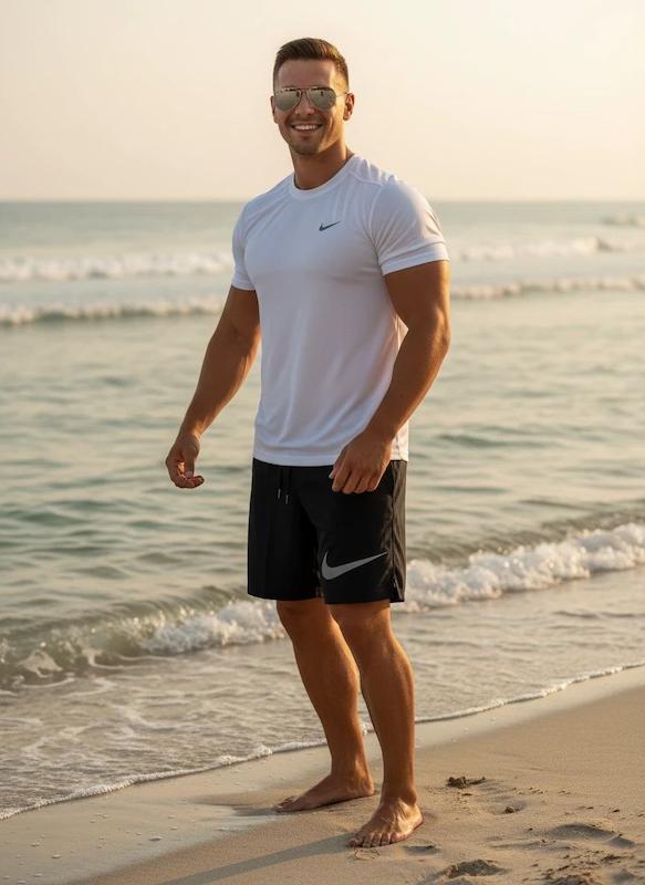 پکیج کد S2928 شامل تیشرت + شلوارک با تم سفید مشکی