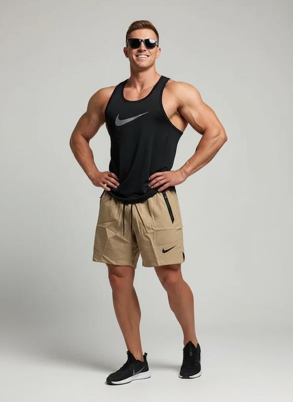 پکیج کد S3051 شامل رکابی قهرمانی + شلوارک با تم مشکی کرم