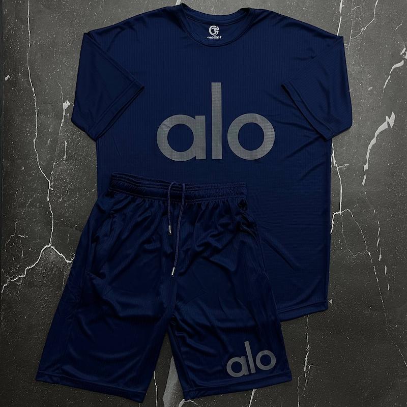 ست تیشرت شلوارک الو رنگ سرمه ای -L