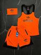 ست رکابی + شلوارک + اسکارف آدیداس با رنگ نارنجی حراجی -2XL