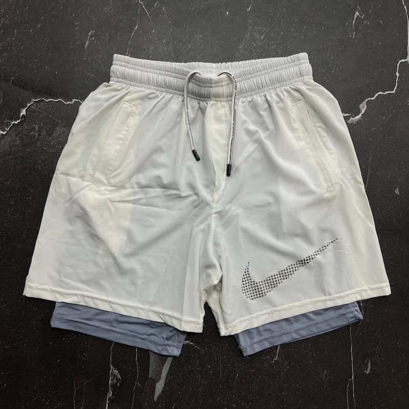 شلوارک کشاله دار نایکی با رنگ سفید طوسی حراجی-2XL