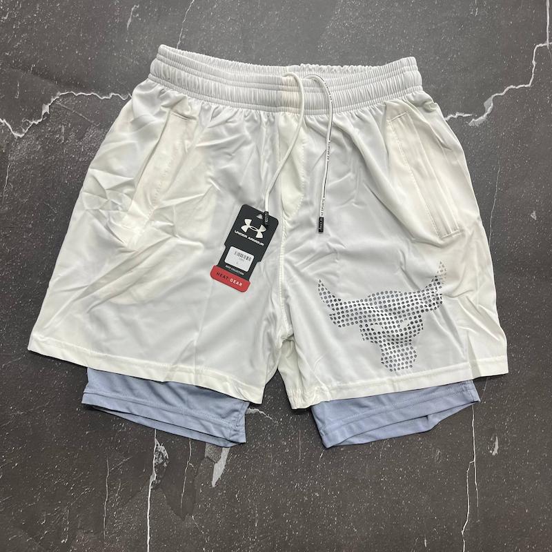 شلوارک کشاله دار راک با رنگ سفید طوسی حراجی-2XL