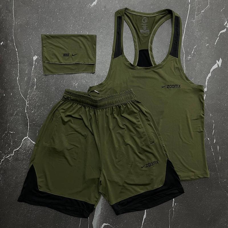 ست رکابی + شلوارک + اسکارف نایکی با رنگ یشمی حراجی -2XL