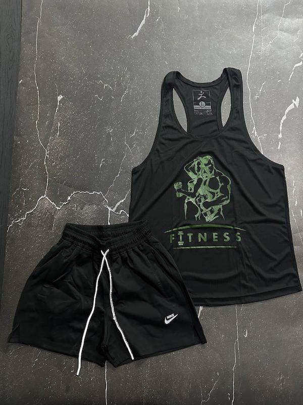 پکیج کد S3161 شامل رکابی قهرمانی + شلوارک با تم مشکی