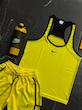 پکیج کد S3186 شامل رکابی قهرمانی + شلوارک + جوراب ساقدار + شیکر دو تیکه با تم زرد