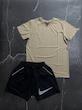 پکیج کد S3199 شامل تیشرت + شلوارک با تم کرم مشکی