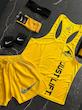 پکیج کد E1979 شامل رکابی قهرمانی + شلوارک + جوراب ساقدار + شیکر دو تیکه + مچ بند چسب نانو + هدبند با تم زرد 💛🔥  
