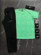 پکیج کد S3209 شامل تیشرت + شلوار راسته + مچبند چسب نانو + جوراب ساقدار + هدبند با تم سبز مشکی
