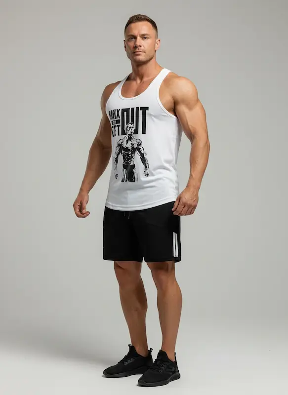 پکیج کد S3213 شامل رکابی قهرمانی + شلوارک با تم سفید مشکی