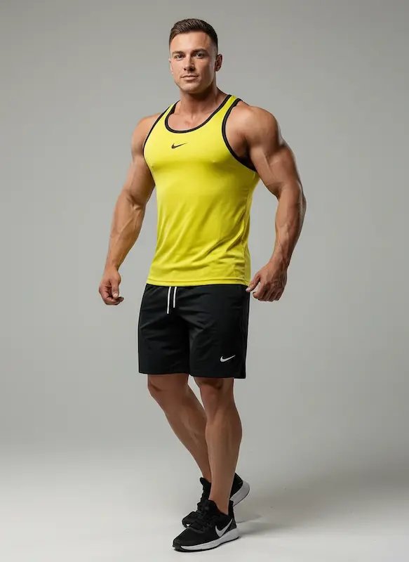 پکیج کد S3236 شامل رکابی قهرمانی + شلوارک با تم زرد مشکی