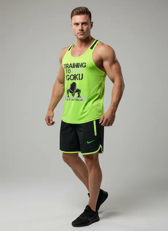 پکیج کد S3242 شامل رکابی قهرمانی + شلوارک با تم فسفری مشکی