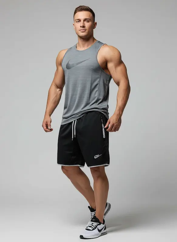 پکیج کد S3251 شامل رکابی حلقه ای + شلوارک با تم طوسی مشکی