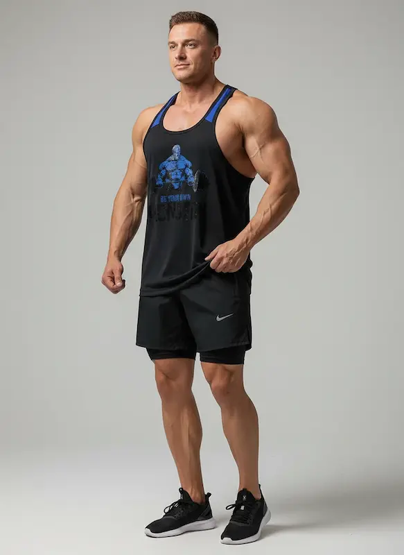 پکیج کد S3255 شامل رکابی + شلوارک کشاله دار با تم مشکی آبی