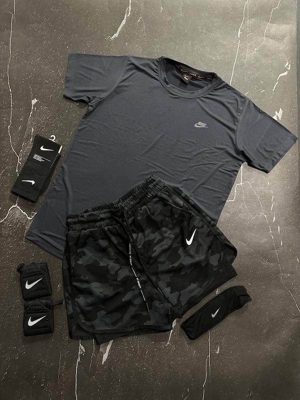 پکیج کد E1993 شامل تیشرت + شلوارک کشاله دار +  مچبند چسب نانو + جوراب ساقدار + هدبند با تم قرمز نوک مدادی 😍🔥